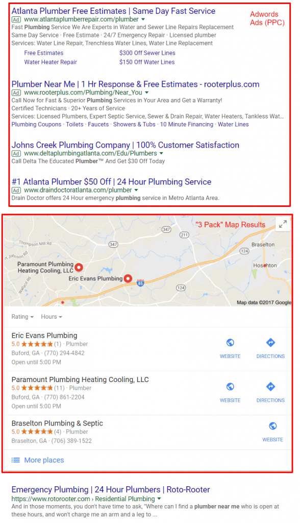 Google Local Search Results 